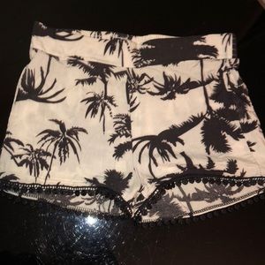 Black and White Palm tree shorts
